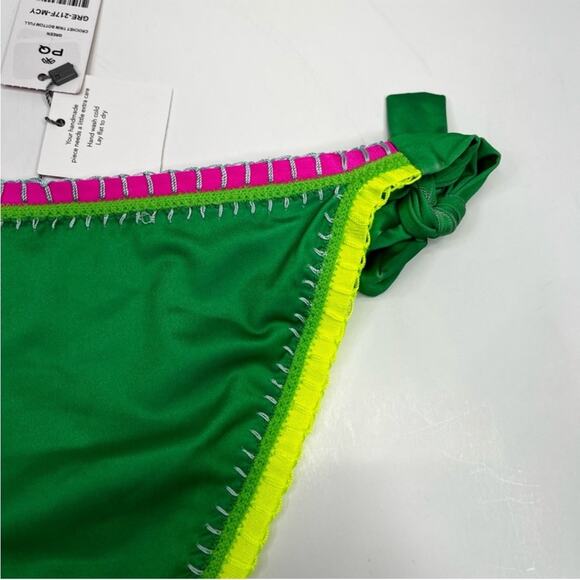 PQ Swim X Solange Ferrarini Crochet Trim Full Bikini bottoms green multi - L - Picture 8 of 11